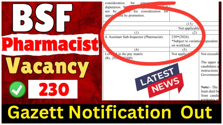 BSF Pharmacist Vacancy 2026