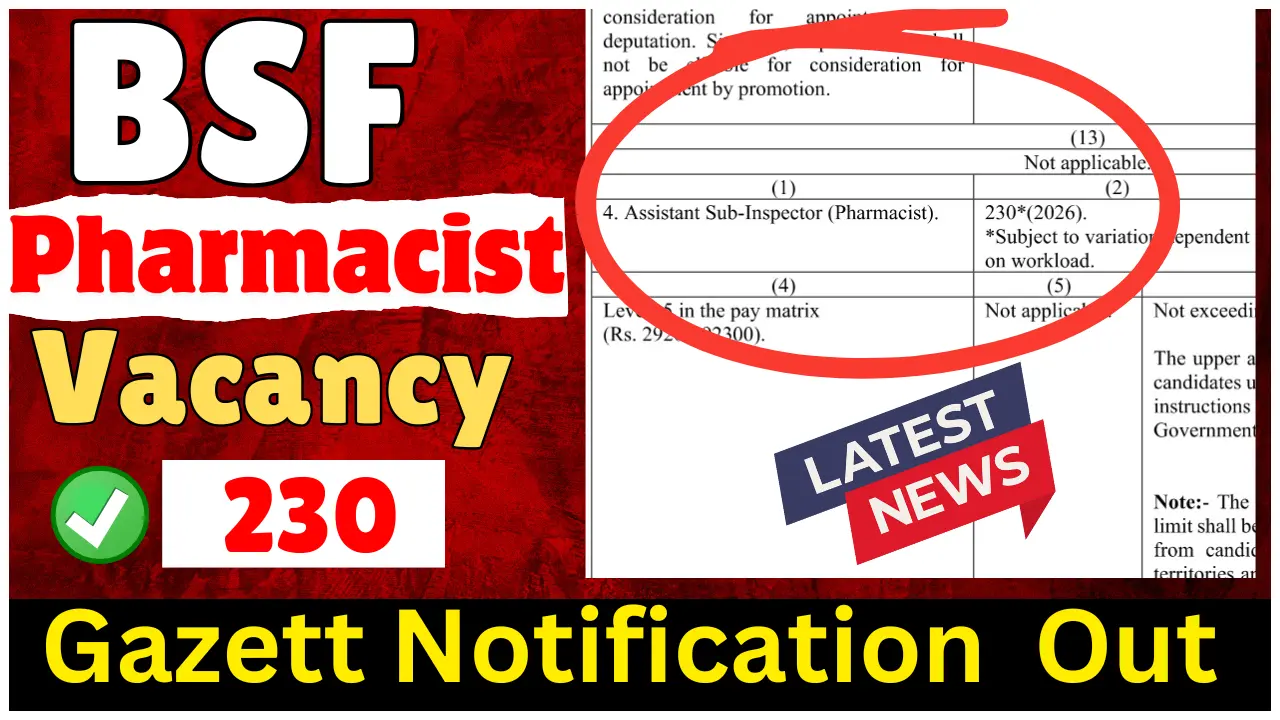 BSF Pharmacist Vacancy 2026