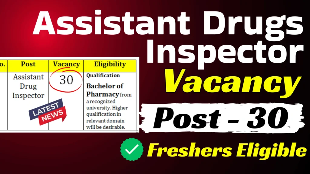 Assistant Drug Inspector Vacancy 2026