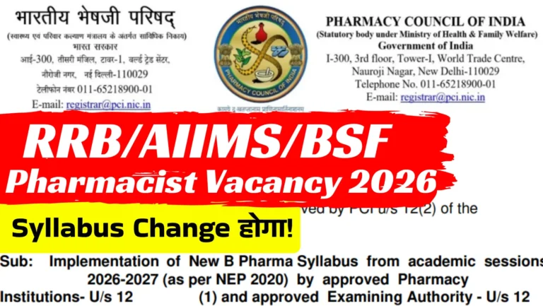 PCI Changed Pharmacy Syllabus 2026