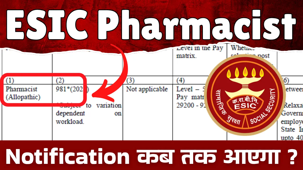 ESIC Pharmacist Vacancy 2026