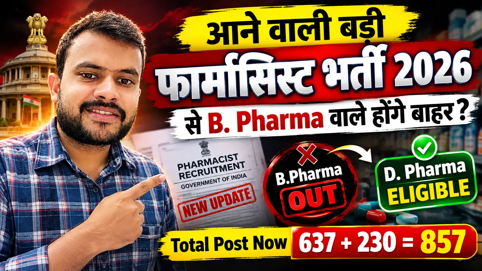 BSF & CRPF Pharmacist Vacancy 2026 Upcoming: Big Update Total Post 857 Vacant